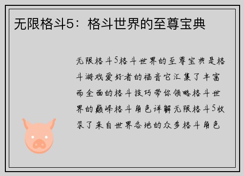 无限格斗5：格斗世界的至尊宝典