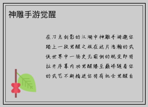 神雕手游觉醒